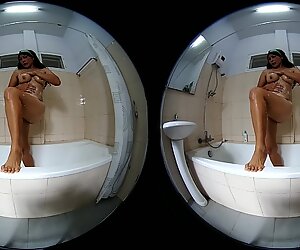 Princess Hola in Double Showerhead Masturbation, Pee And Soaping In Bathtub - VRpussyVision