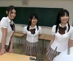 Asian Schoolgirls panty rub on school desk