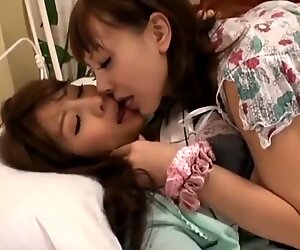 Naughty Japanese lesbians kissing